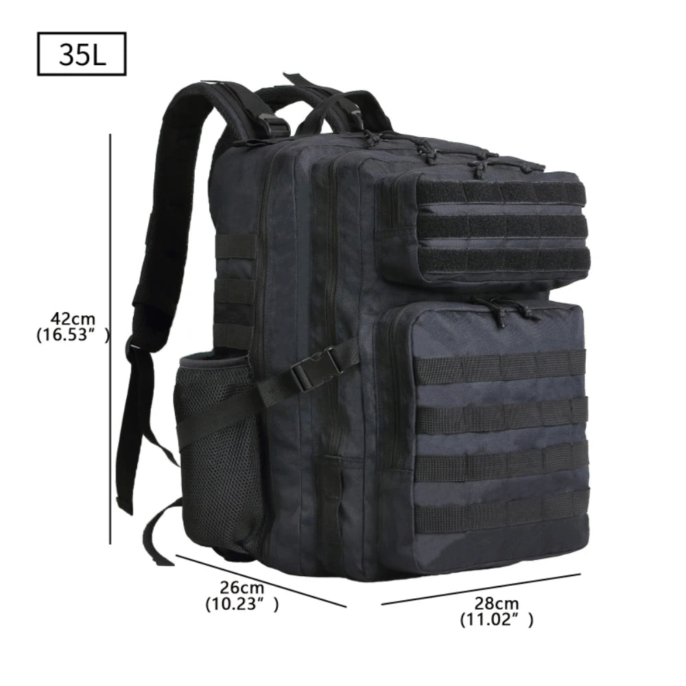 Waterproof Nylon Tactical Bag – 35L/50L Molle Backpack for Trekking & Adventure
