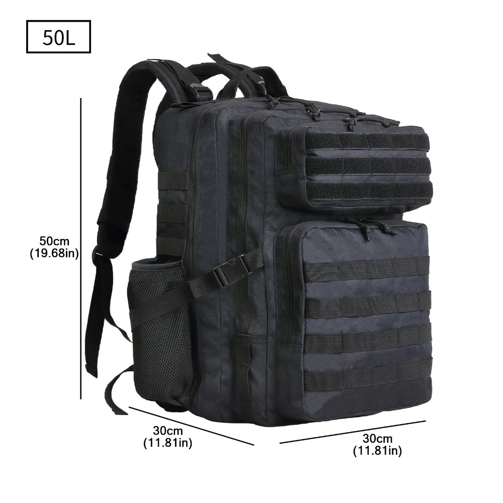 Waterproof Nylon Tactical Bag – 35L/50L Molle Backpack for Trekking & Adventure