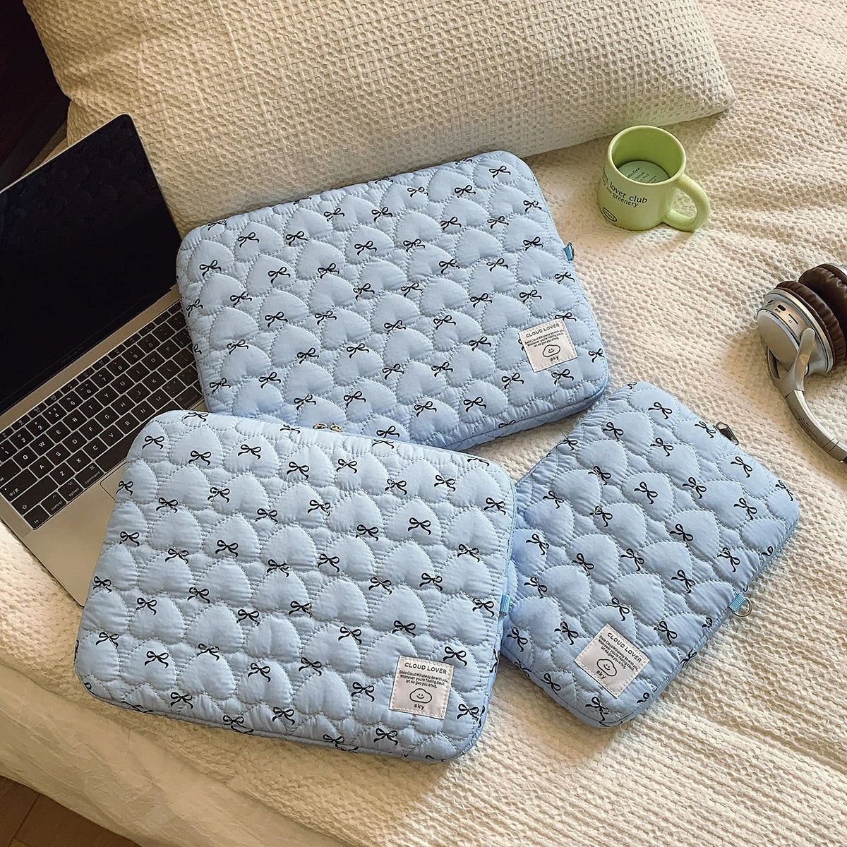 Bow Print Love Embroidery Laptop Bag – Cute Protective Sleeve for 11/14/15 Inch Laptops