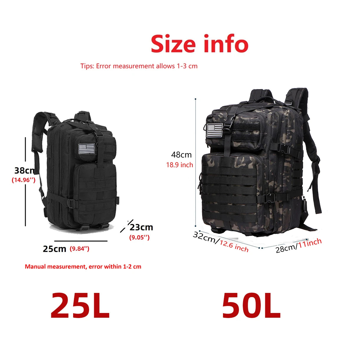 25L-50L Waterproof Tactical Backpack