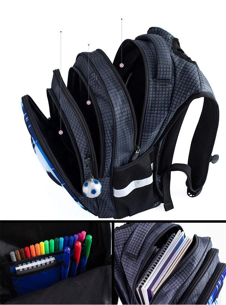 3D Football Kids School Backpack