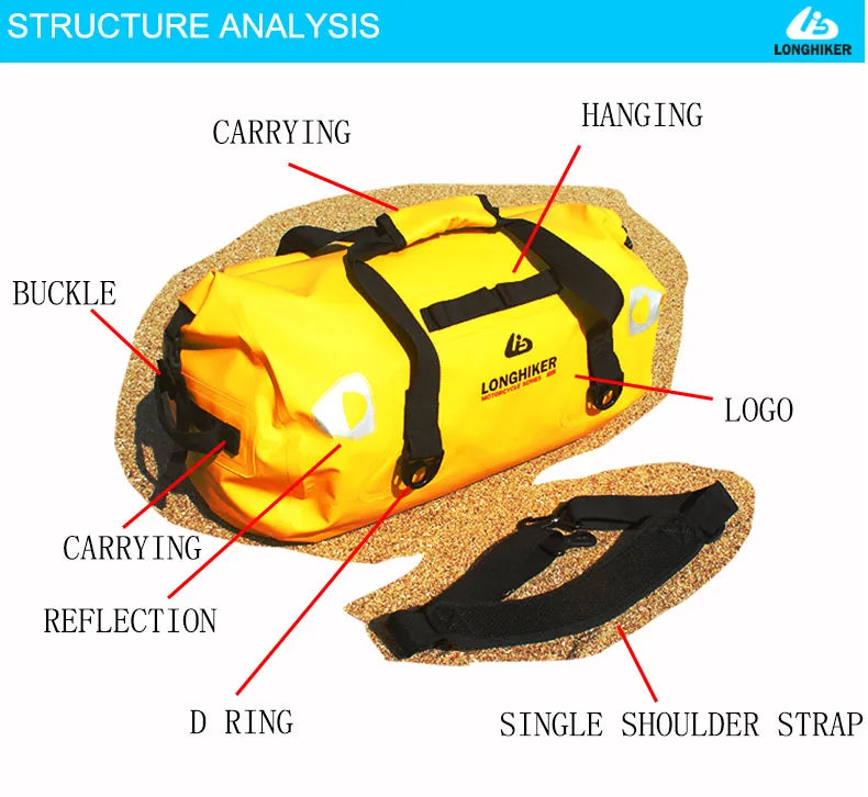 40L-120L Waterproof Motorcycle Tail Duffle Bag