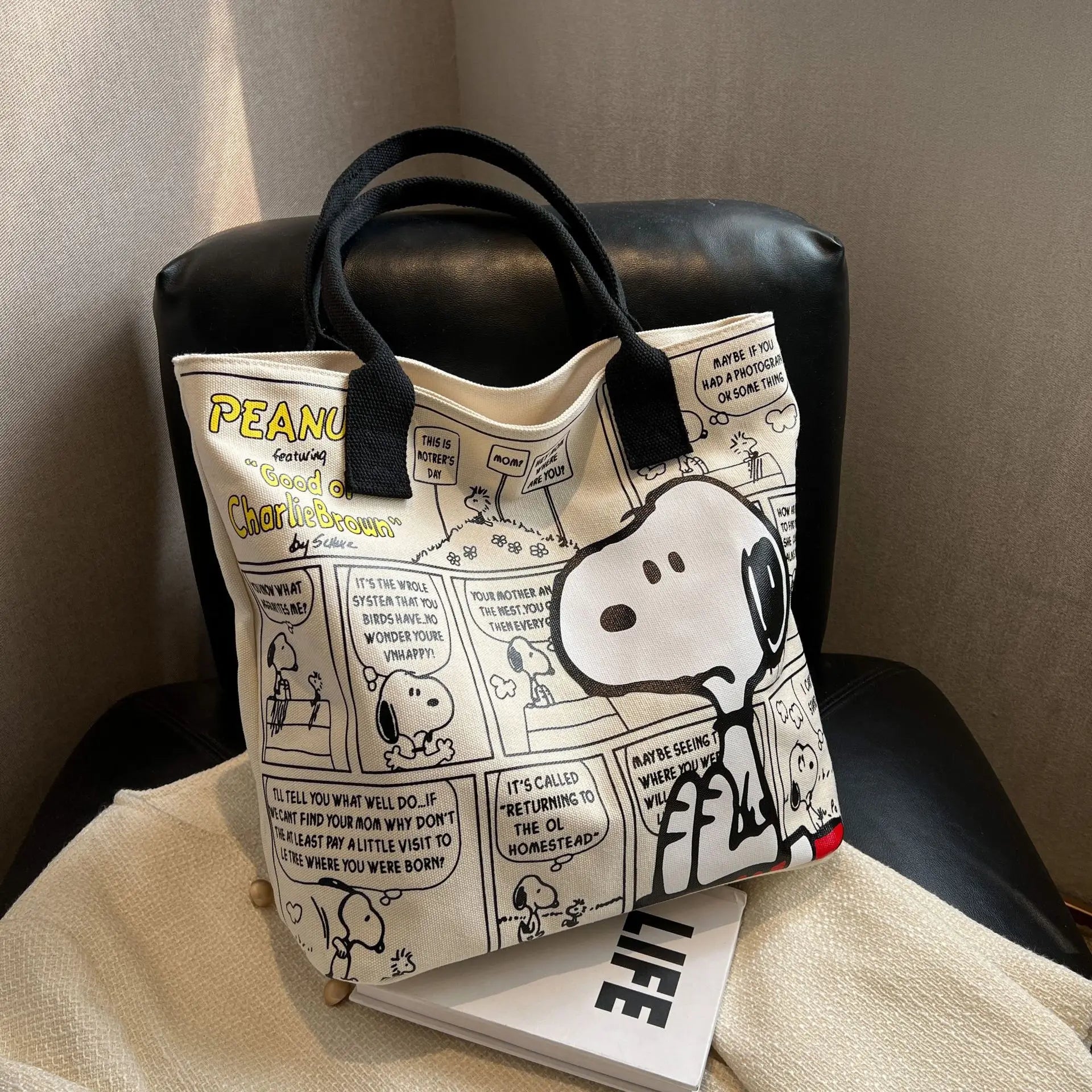 Mickey Snoopy Tote Bag – Large Capacity Shoulder Bag for Moms
