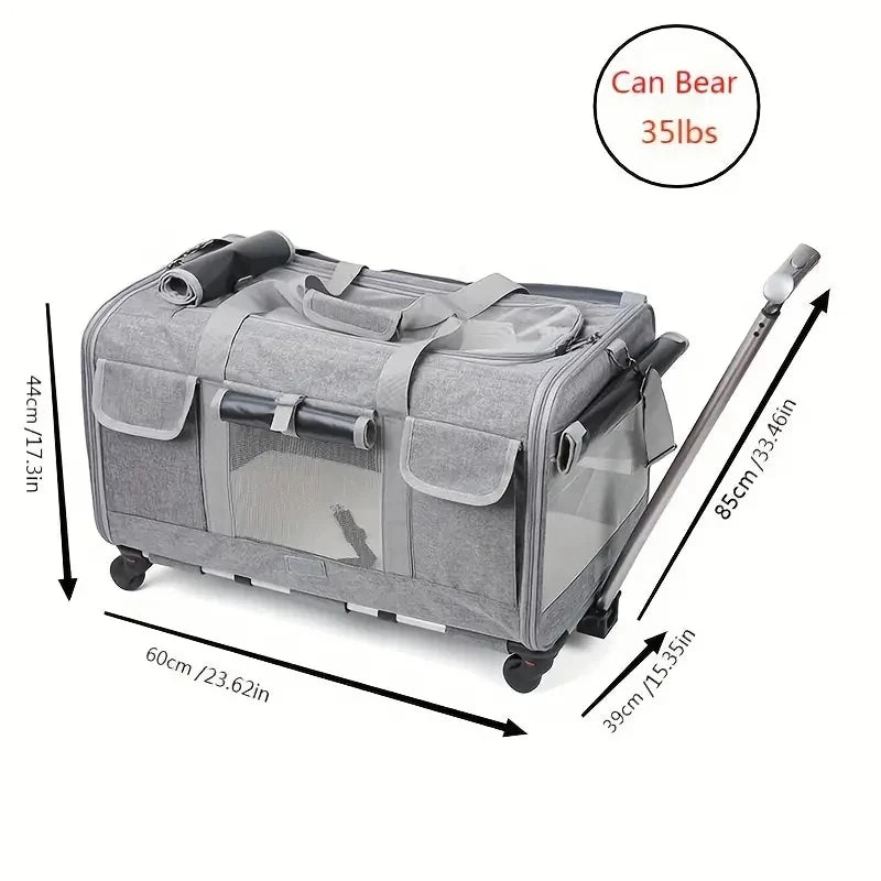 Detachable Pet Carrier Trolley – Extra Large Foldable Travel Bag