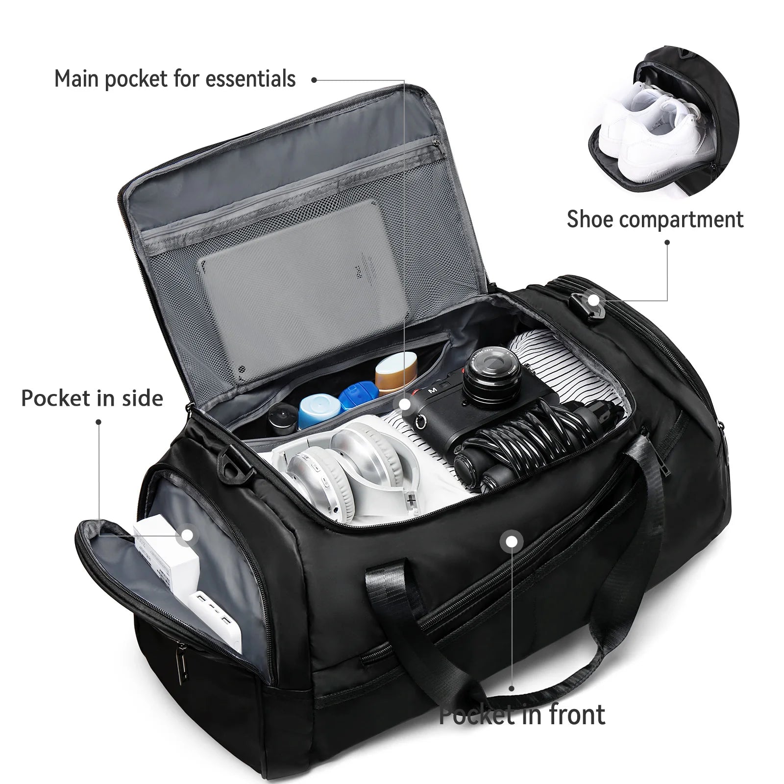 Black Travel Duffle Bag