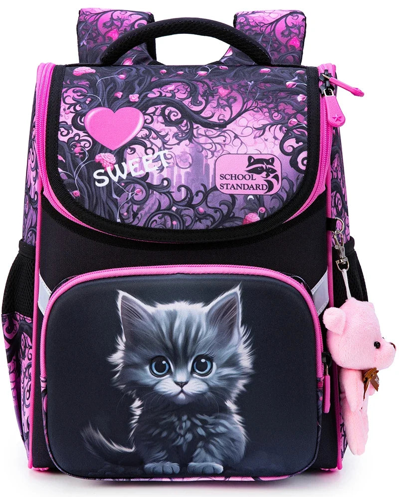 Cartoon Cat Orthopedic School Backpack