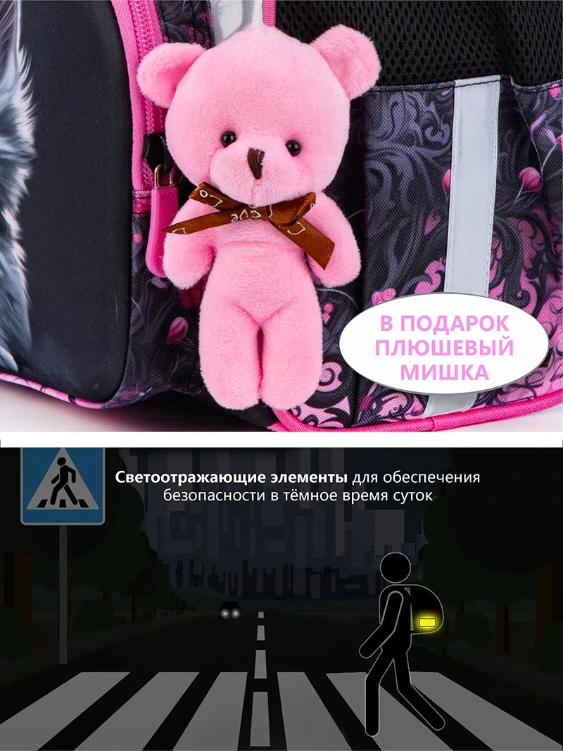 Cartoon Cat Orthopedic School Backpack