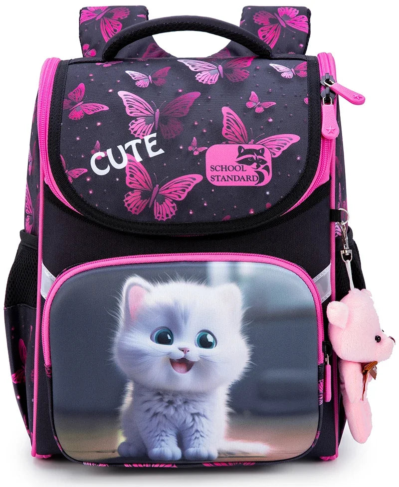 Cartoon Cat Orthopedic School Backpack