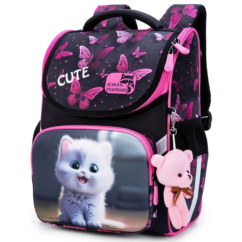 Cartoon Cat Orthopedic School Backpack
