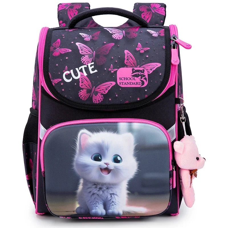 Cartoon Cat Orthopedic School Backpack