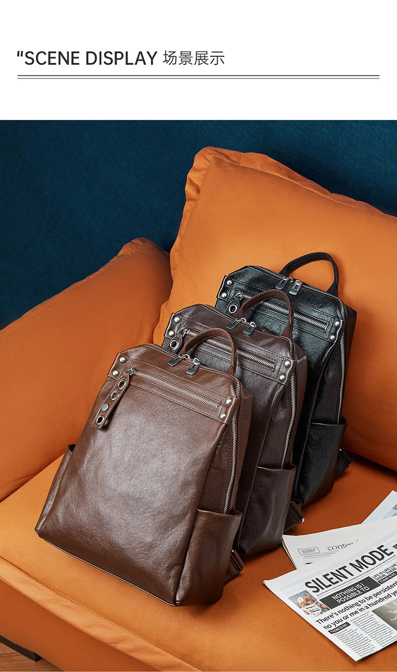 Classic Leather College Backpack