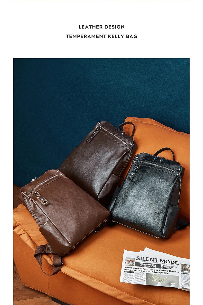 Classic Leather College Backpack