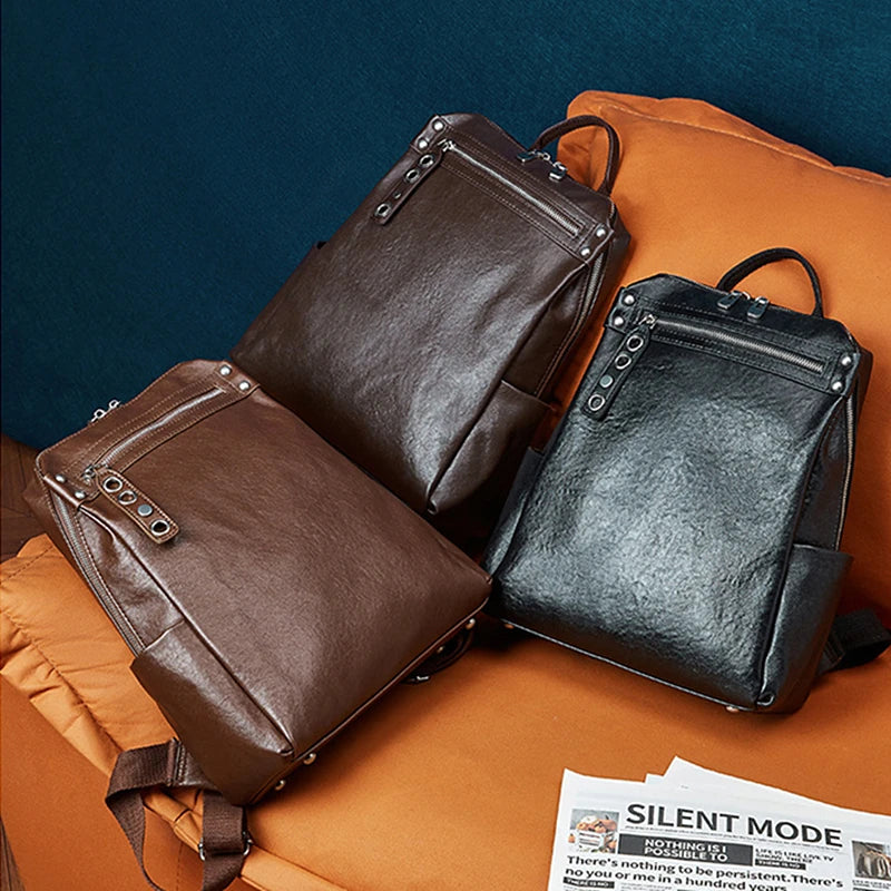 Classic Leather College Backpack