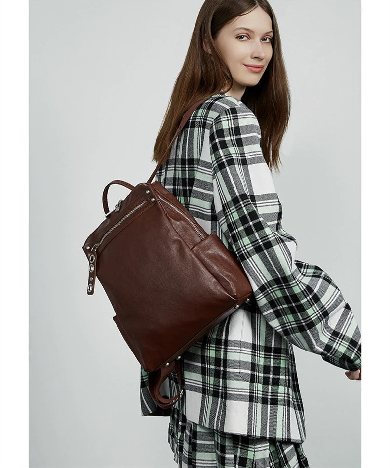 Classic Leather College Backpack