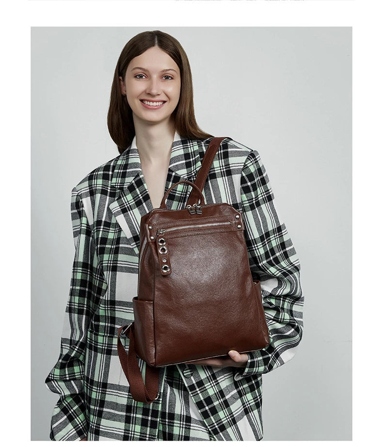 Classic Leather College Backpack