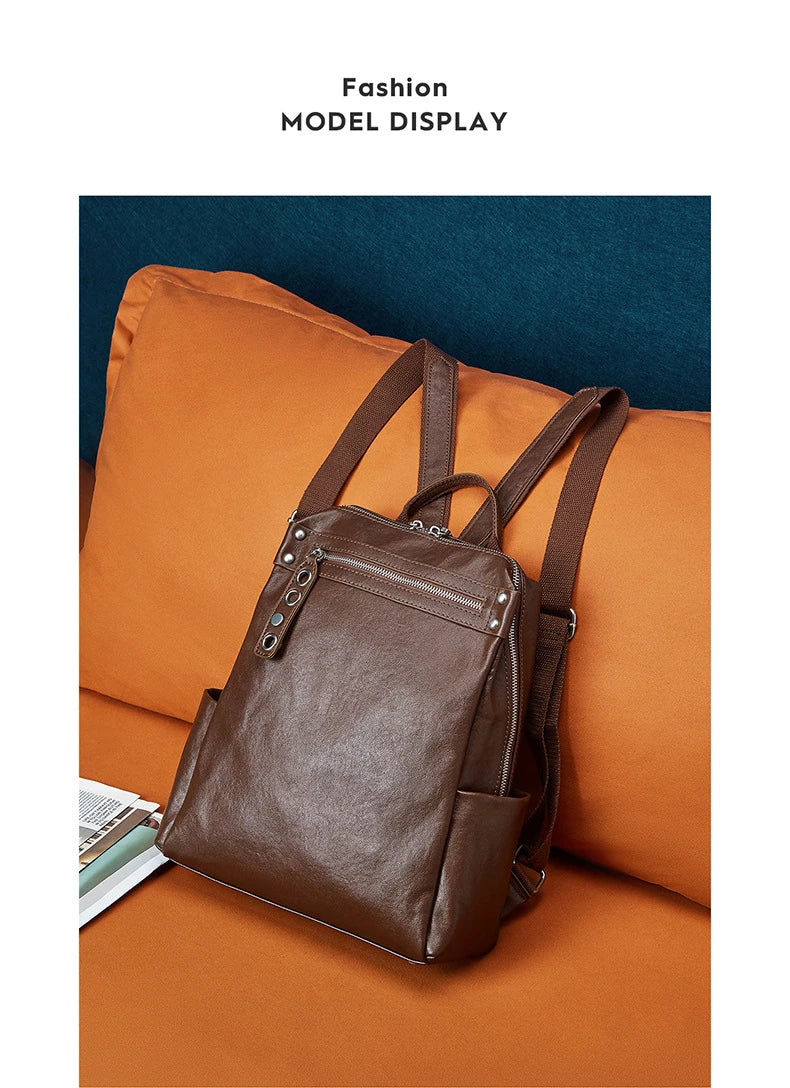 Classic Leather College Backpack