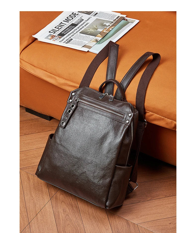Classic Leather College Backpack