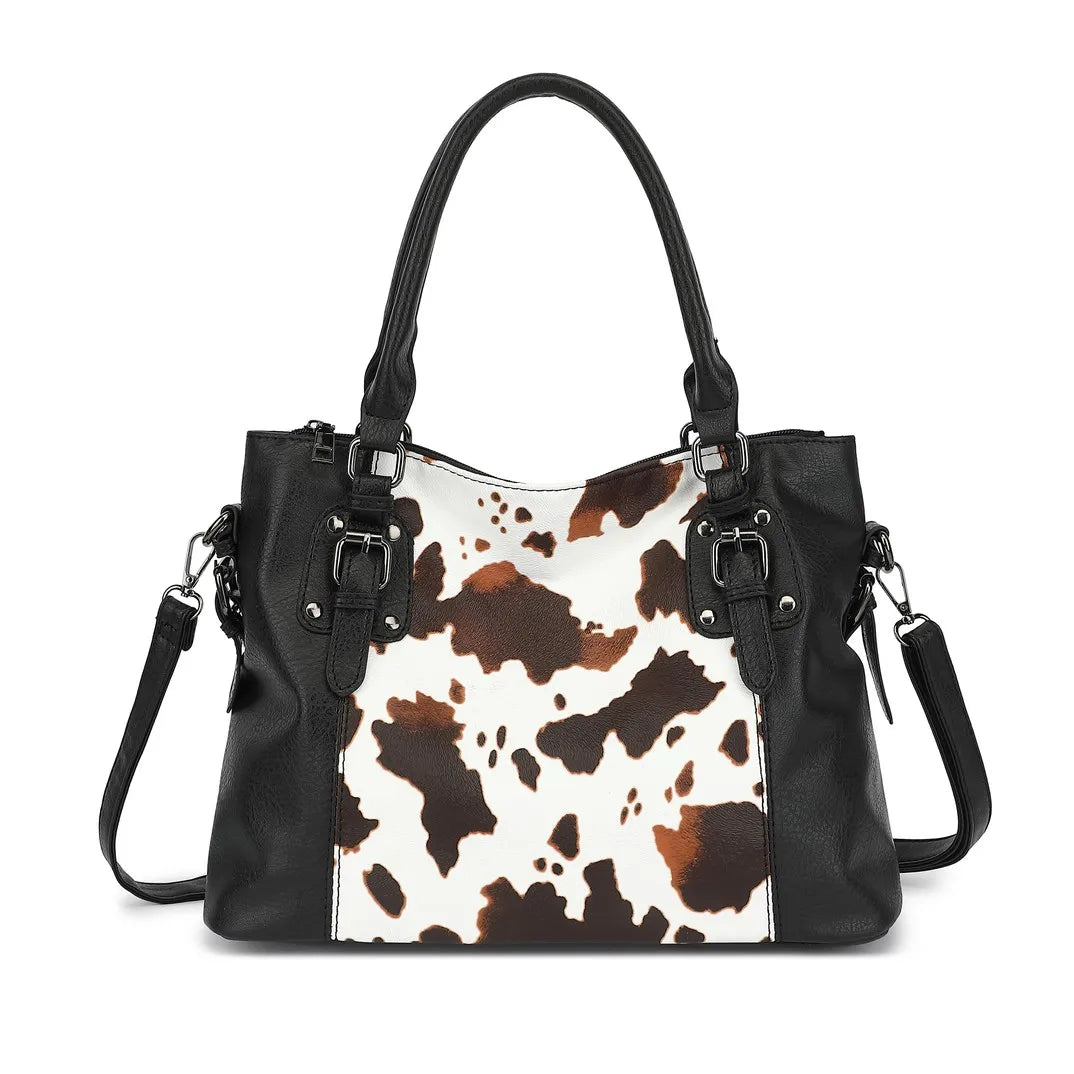Cow-Print Tote Shoulder Bag