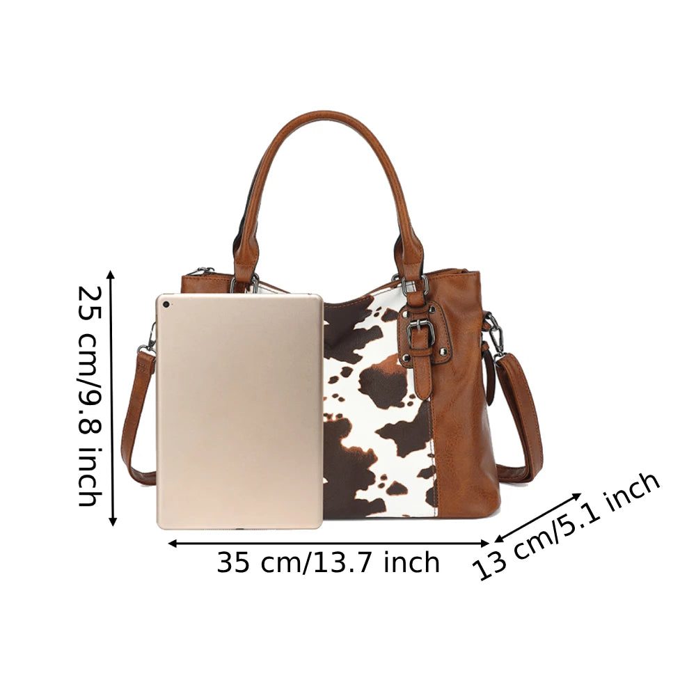 Cow-Print Tote Shoulder Bag