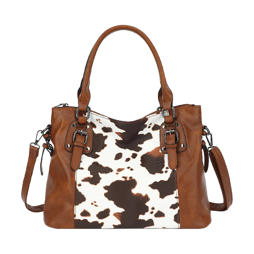 Cow-Print Tote Shoulder Bag