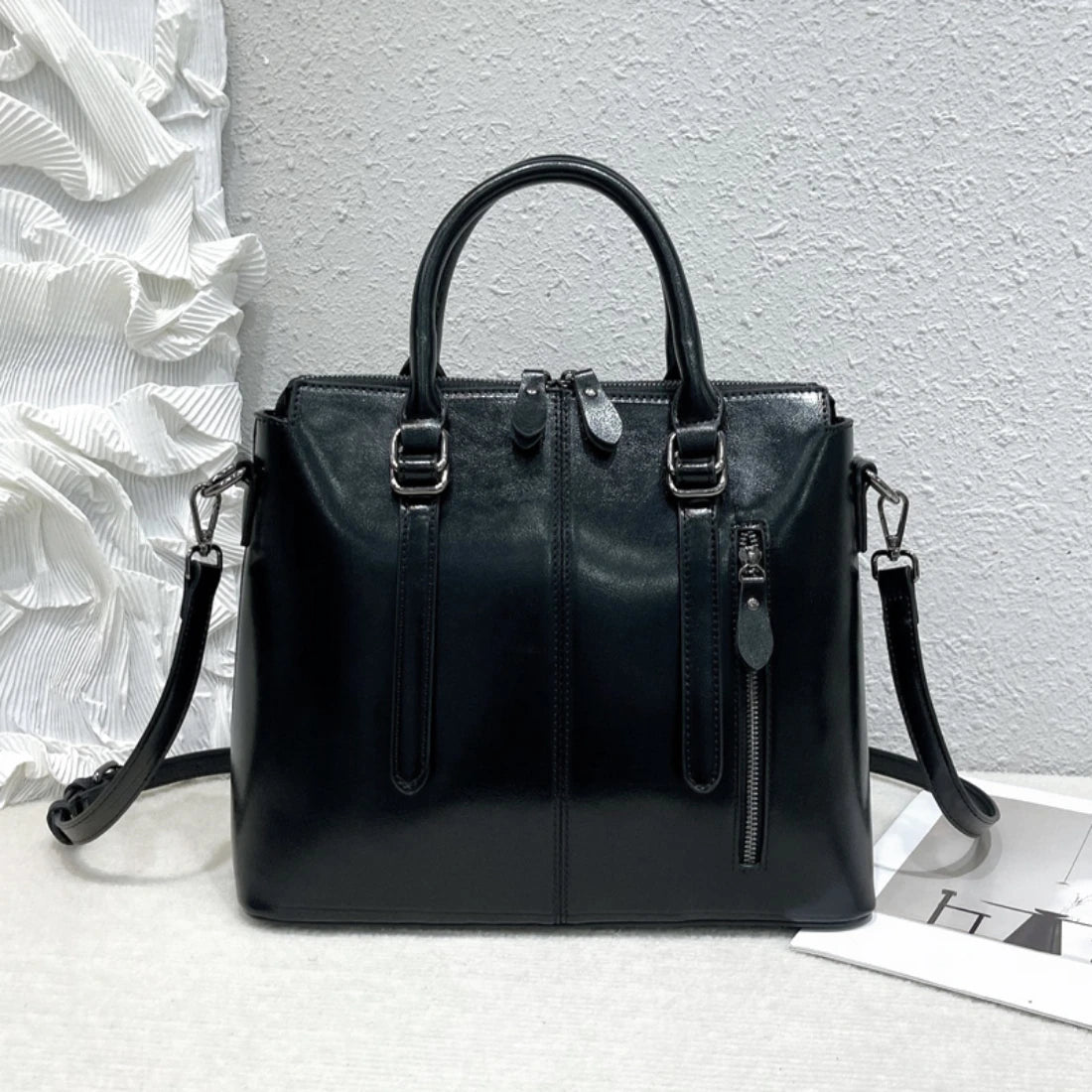 Cowhide Shoulder Crossbody Tote