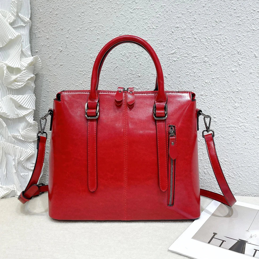 Cowhide Shoulder Crossbody Tote