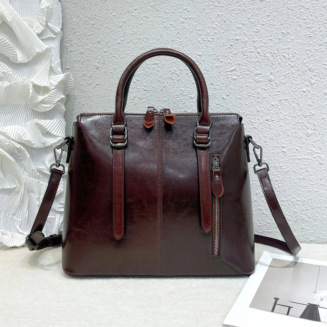 Cowhide Shoulder Crossbody Tote