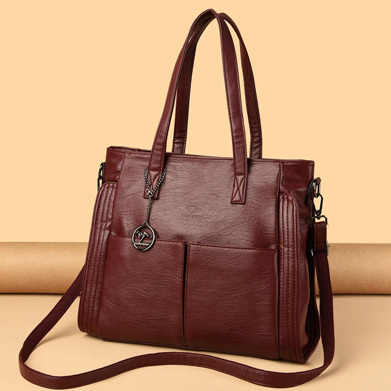 Elegant Leather Shoulder Sac Tote
