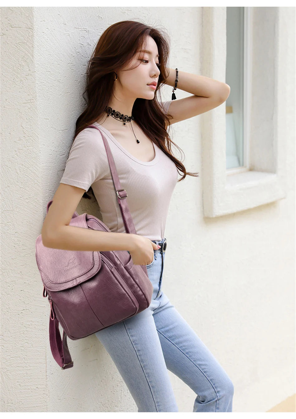 Elegant PU Leather Backpack