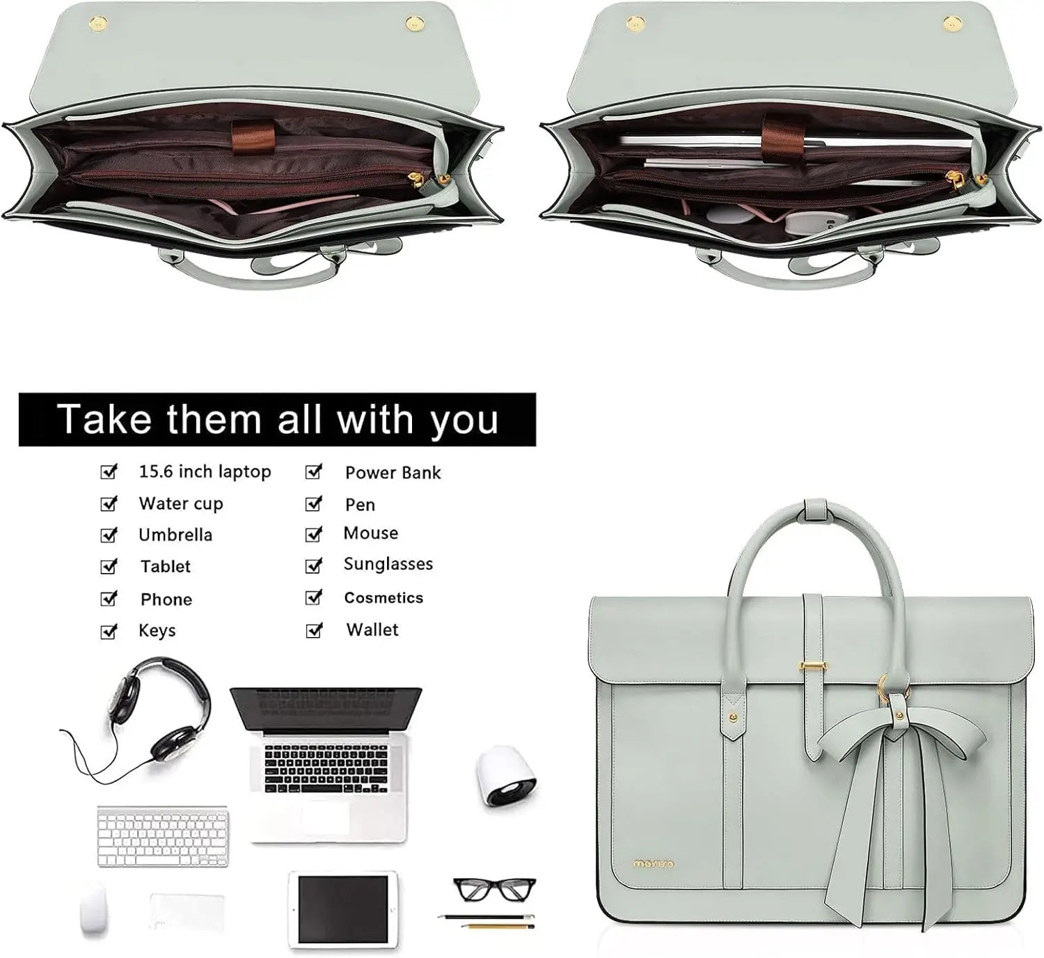 Elegant PU Leather Laptop Tote