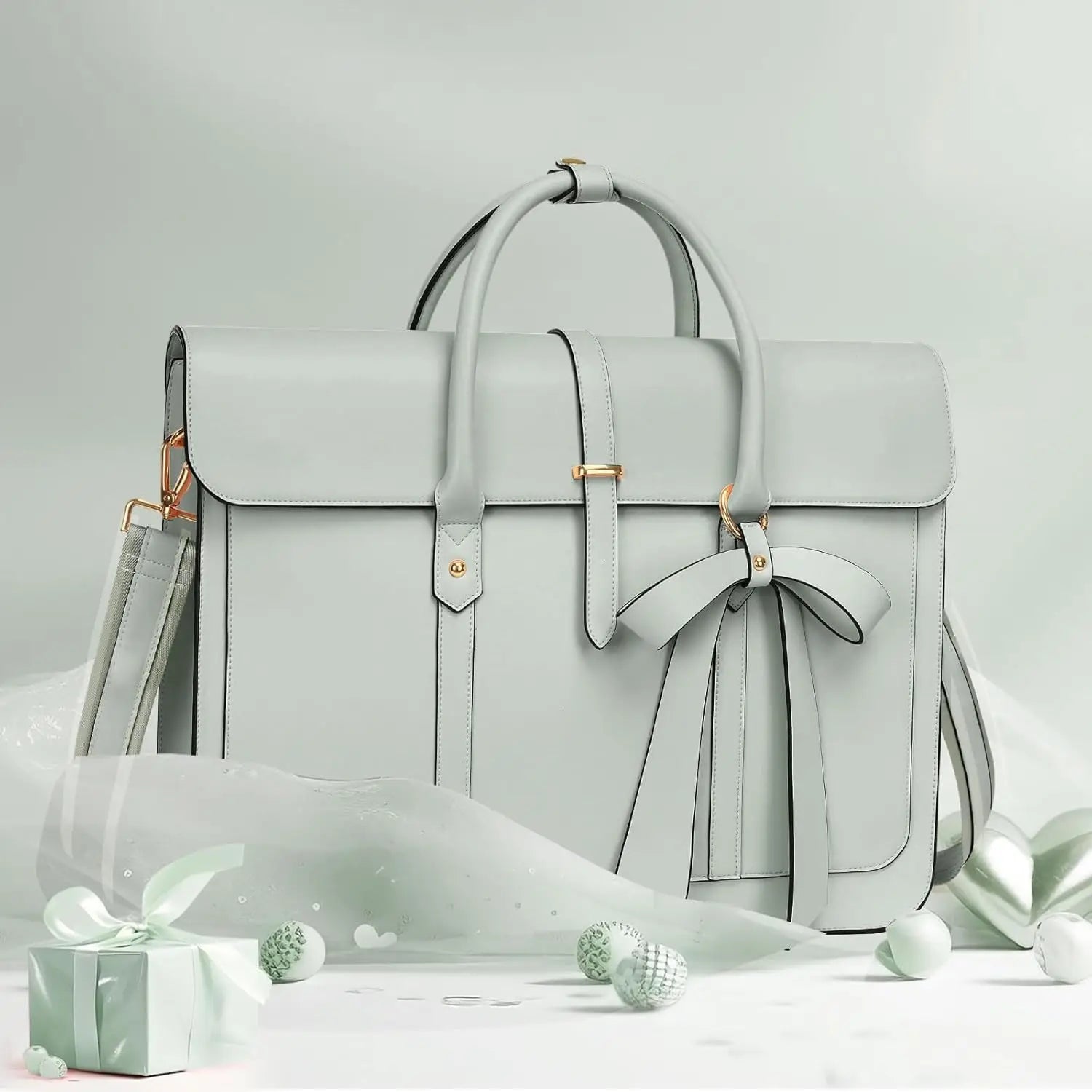 Elegant PU Leather Laptop Tote