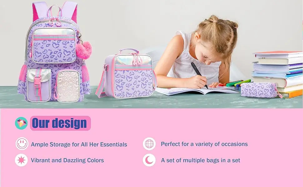 Floral Girls Backpack Set