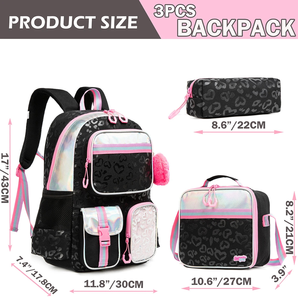 Floral Girls Backpack Set