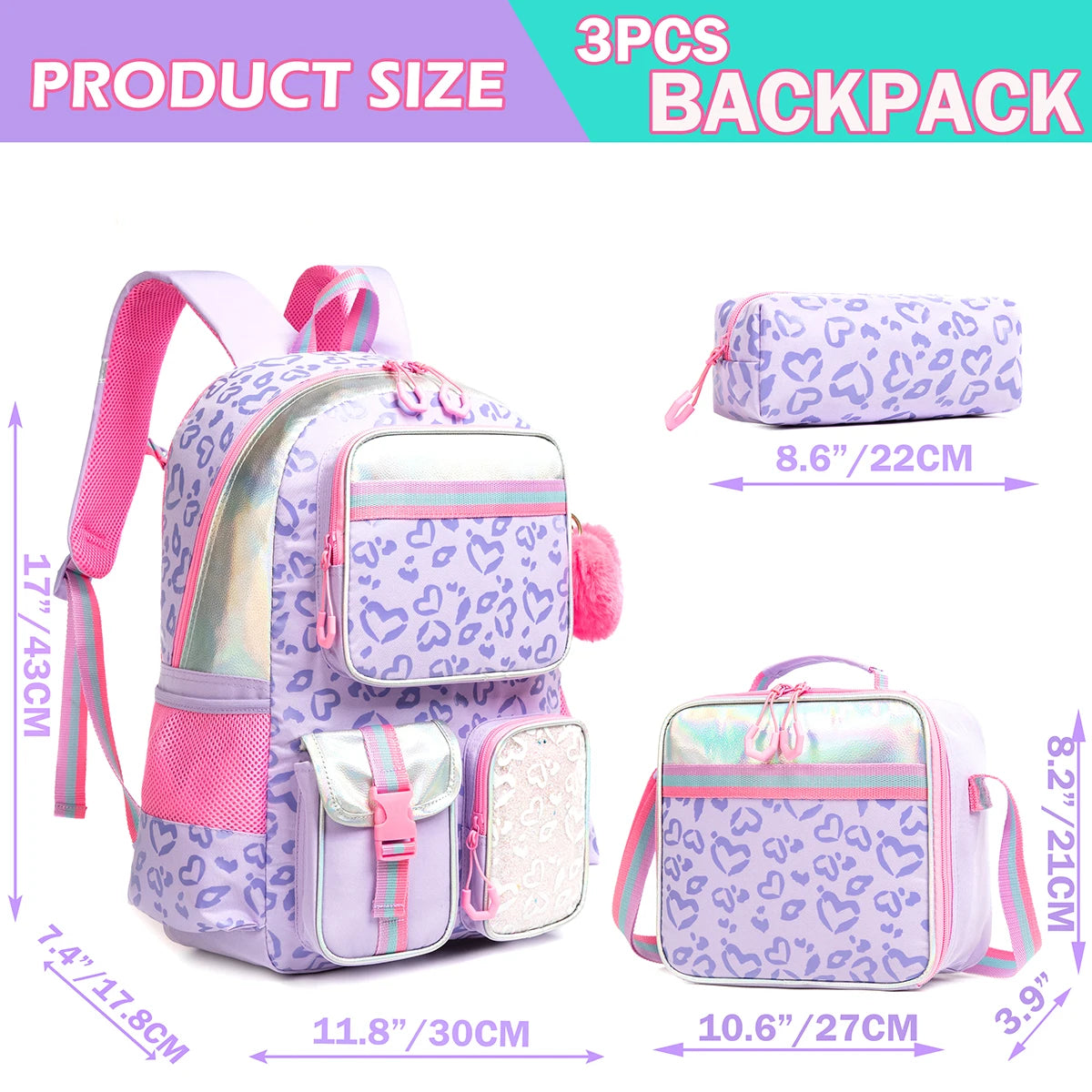 Floral Girls Backpack Set