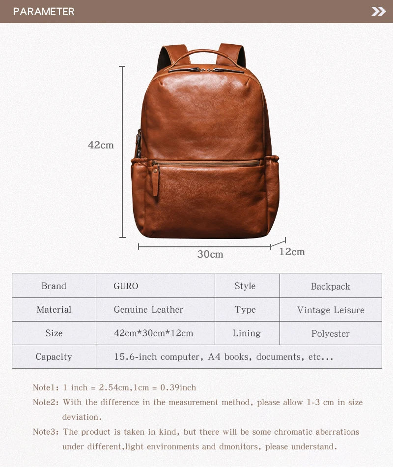 Genuine Leather Laptop Backpack
