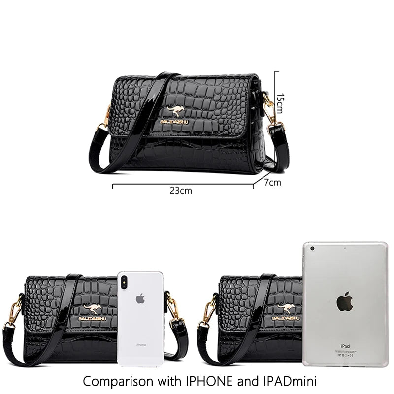 Designer Crocodile Pattern Handbag – Luxury PU Leather Shoulder