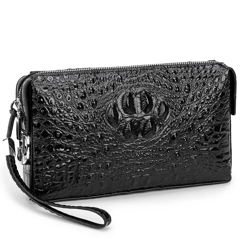Elegant Crocodile Pattern Leather Clutch – Business Wallet