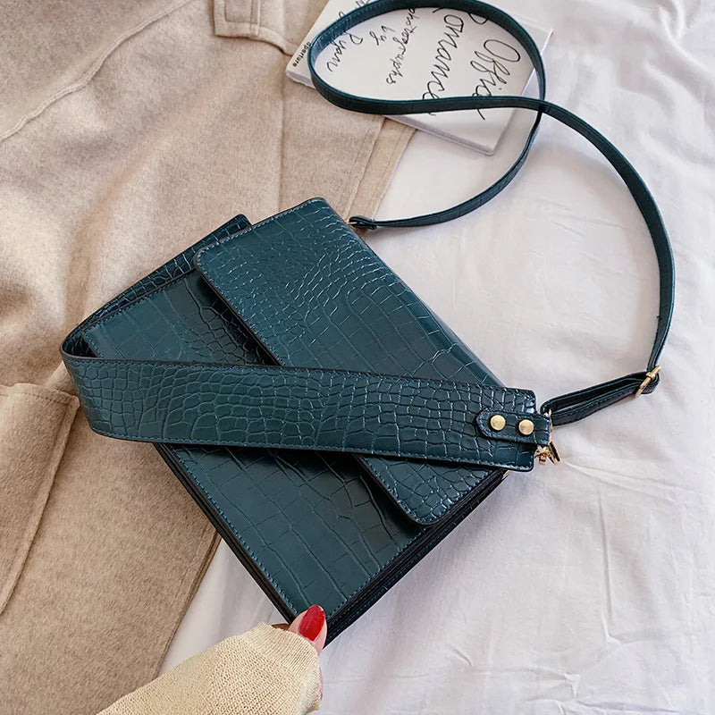 Retro Alligator Style Handbag – Crocodile Pattern PU Leather Shoulder