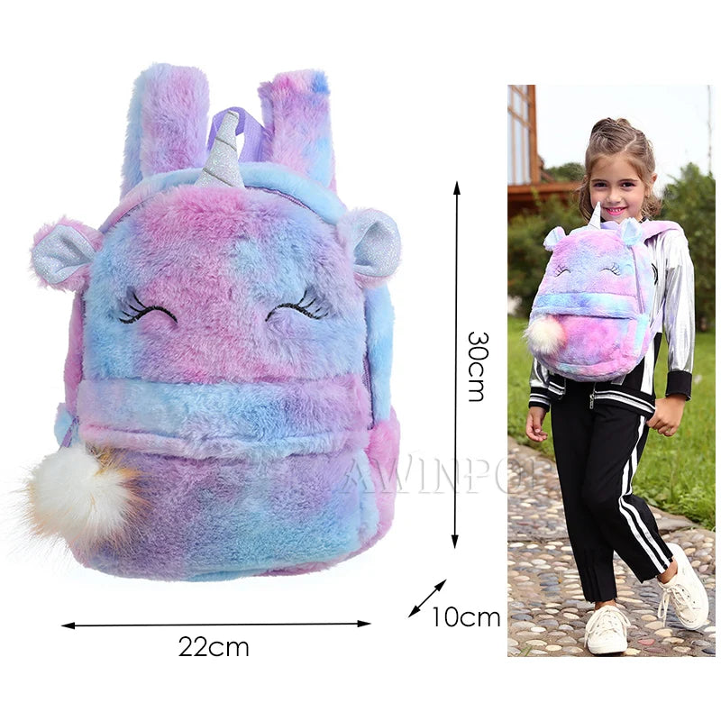 Plush Unicorn Backpack – Cute Cartoon School Bag