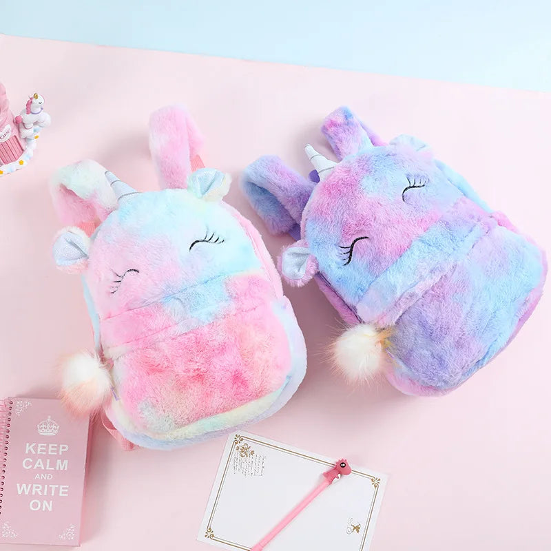 Plush Unicorn Backpack – Cute Cartoon School Bag