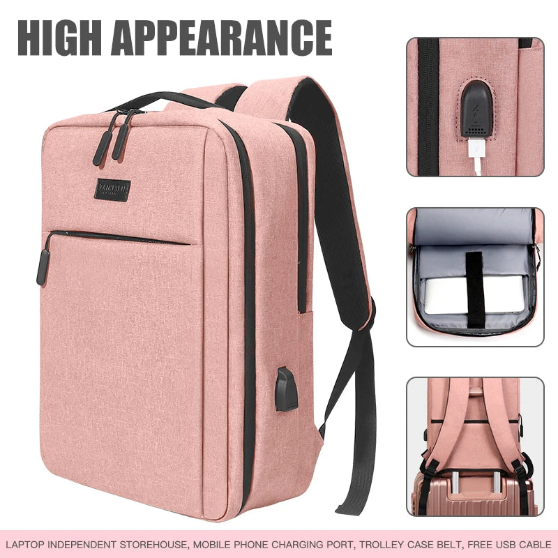 Spacious Laptop Backpack 15.6/16/17.3 Inch with USB Charging Port, Waterproof School Bag