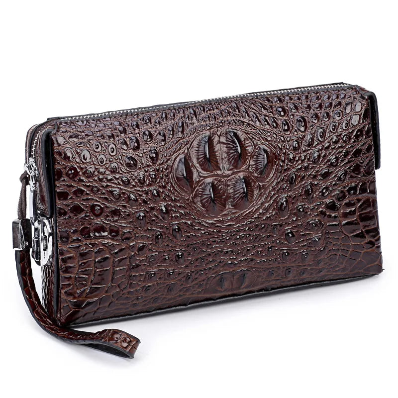 Elegant Crocodile Pattern Leather Clutch – Business Wallet