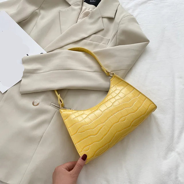 Fashion PU Leather Handbag–Alligator Pattern Small Underarm Messenger Bag & Purse