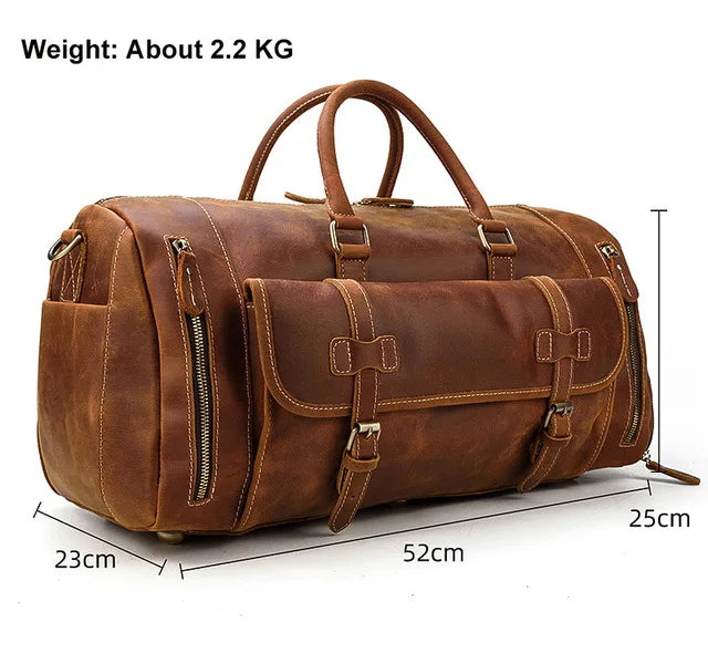 Retro Leather Weekender Bag – Large Travel Duffel Bag