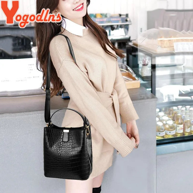 Stylish Shoulder Bag – Retro Alligator Crossbody Purse