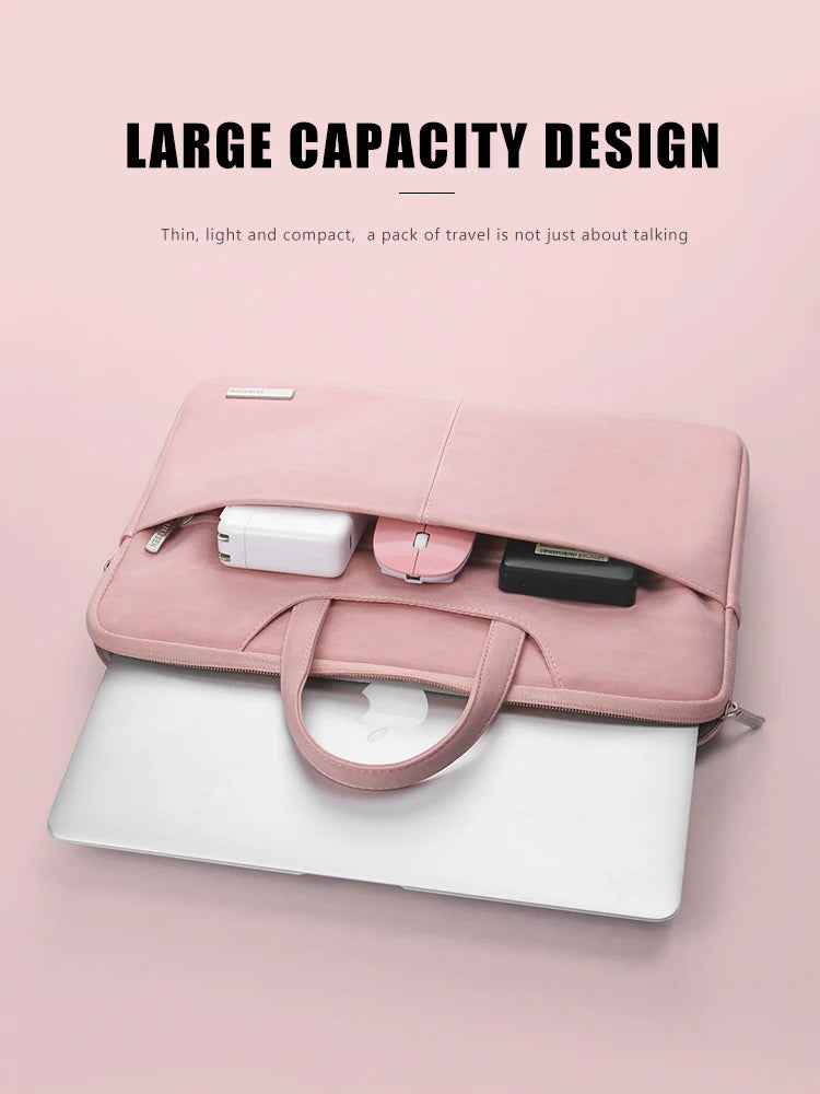 Stylish PU Leather Laptop Handbag with Shoulder Strap (13–15.6 Inch)