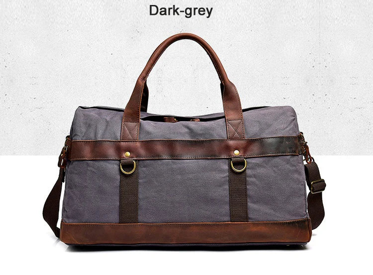 Waterproof Waxed Canvas & Leather Travel Duffle Bag