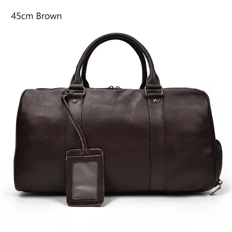 Natural Genuine Leather Travel Duffel Bag