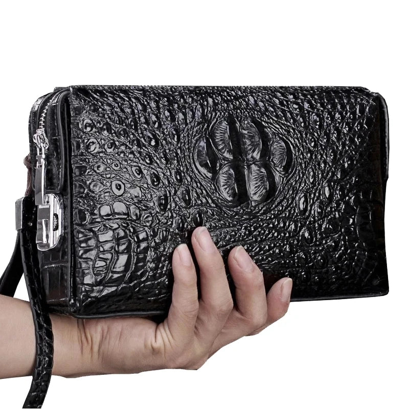 Elegant Crocodile Pattern Leather Clutch – Business Wallet