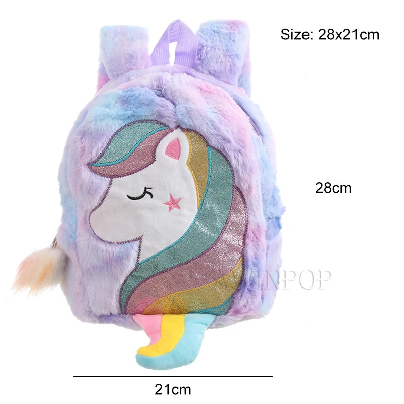 Plush Unicorn Backpack – Cute Cartoon School Bag